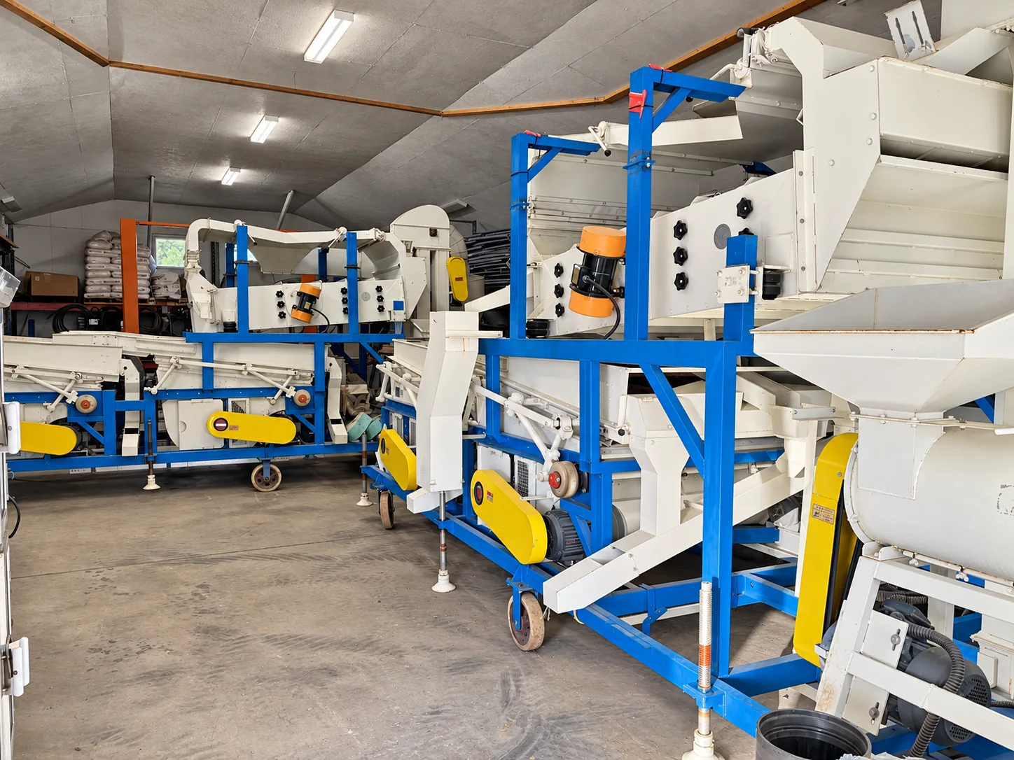 Wild rice processing and grading equipment at Wild Rice Canada's facility in Saskatchewan.